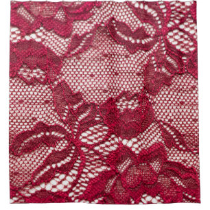 Red lace: elastic jacquard textile. shower curtain