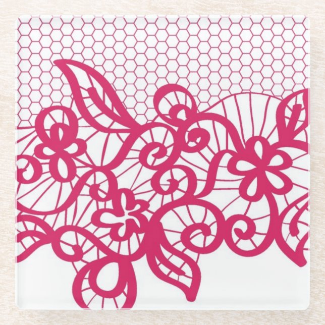 Red lace glass coaster (Front)