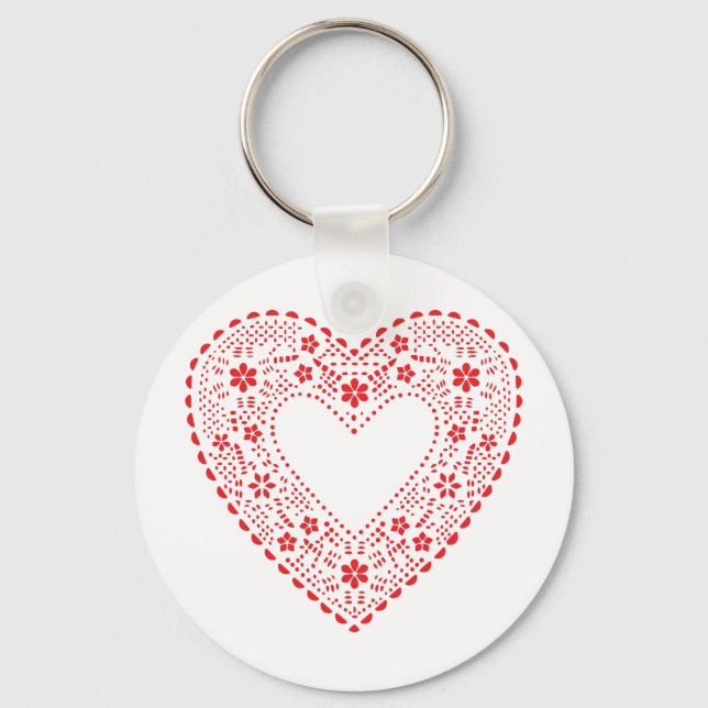 Red Lace Heart Key Ring (Front)