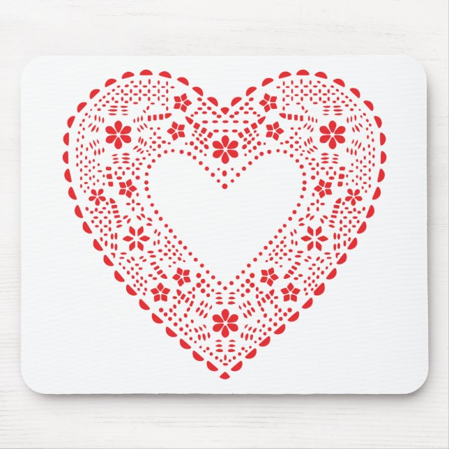 Red Lace Heart Mouse Mat (Front)