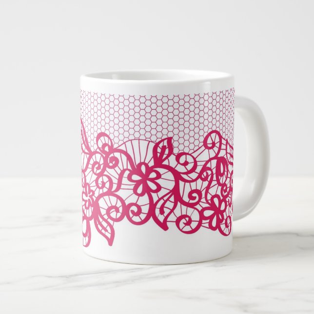 Red lace large coffee mug (Front Right)