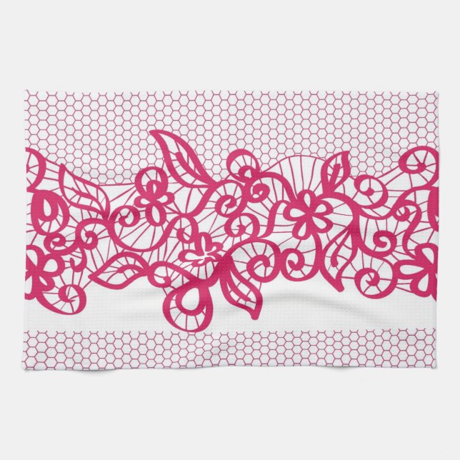 Red lace tea towel (Horizontal)