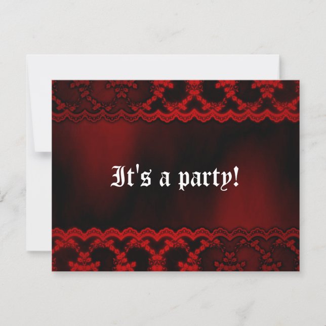 Red Lace Vampire Goth Bachelorette Party Invitation (Front)