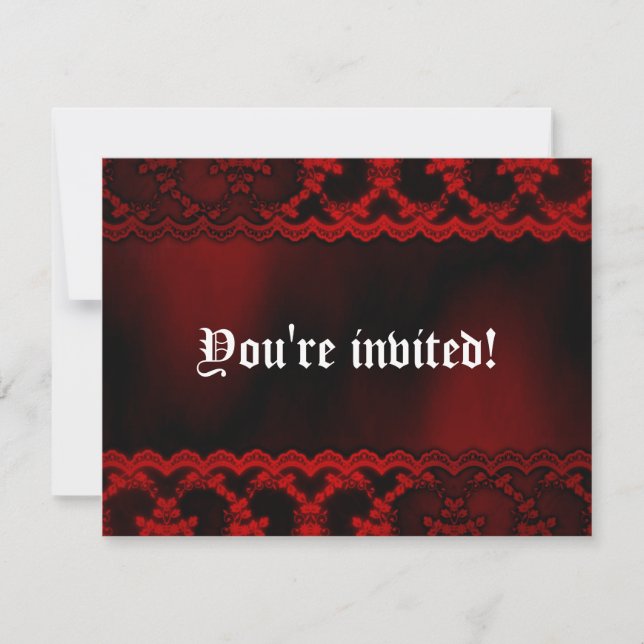 Red Lace Vampire Goth Wedding Invites (Front)