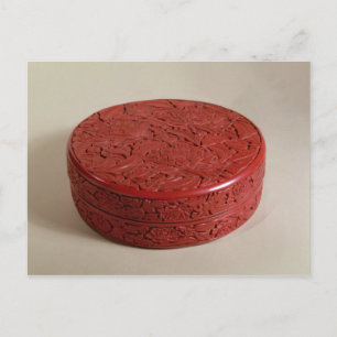 Red lacquer box decorated with peonies, 1426-27 postcard