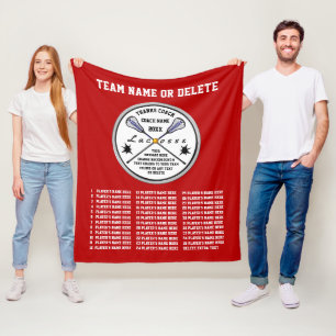 Red Lacrosse Coach Gift Ideas, ALL Player's Names Fleece Blanket