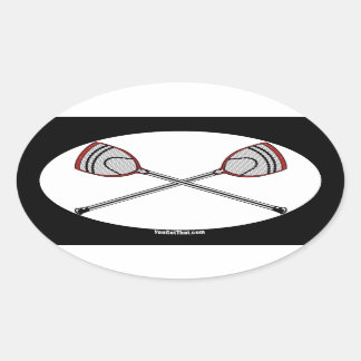 Red Lacrosse Goalie Sticks Oval Sticker