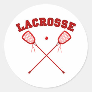 Red Lacrosse Logo Classic Round Sticker