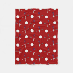 Red lacrosse pattern fleece blanket