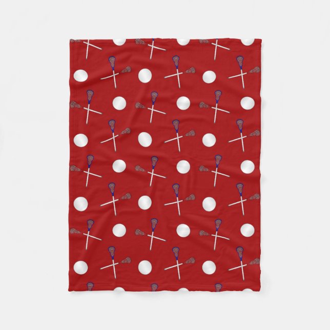 Red lacrosse pattern fleece blanket (Front)