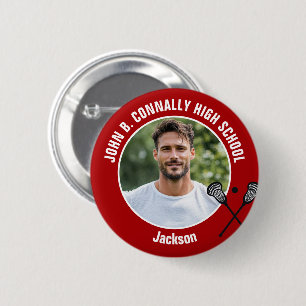 Red Lacrosse Player Photo High School Spirit 6 Cm Round Badge
