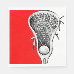 Red Lacrosse Sports Napkin
