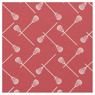 Red Lacrosse White Sticks Patterned Fabric