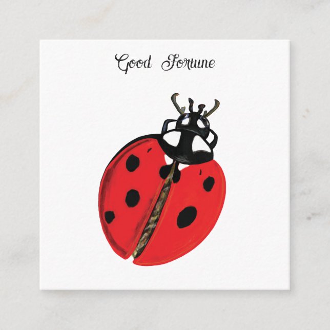 Red Lady Bug Good Luck Ambassador Illustration  Enclosure Card (Front)