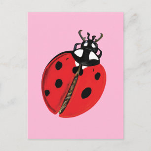 Red Lady Bug Good Luck Ambassador Illustration Postcard