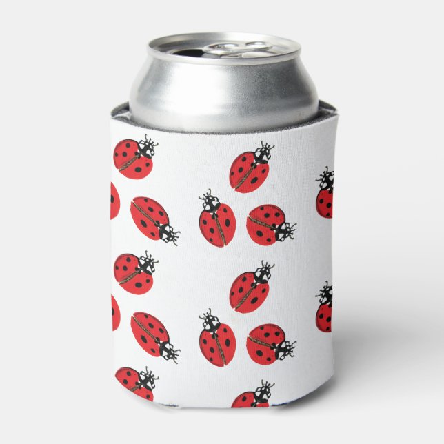 Red Lady Bug Illustration Can Cooler (Can Front)