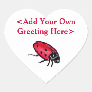 Red Lady Bug Insect Custom Art Decal Heart Sticker