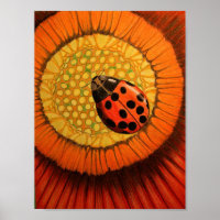 Red Lady Bug On A Zinnia