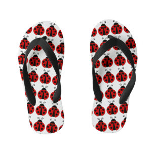 Red Lady Bugs Kid's Flip Flops