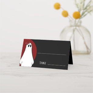 Red Lady Ghost Halloween Wedding Place Card