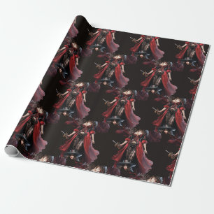 Red lady Pirate patterned Wrapping Paper