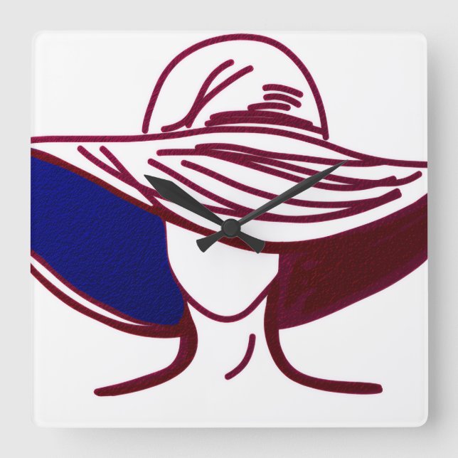Red Lady Square Wall Clock (Front)