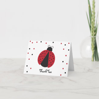 Red Ladybug Baby Girl's Birthday Thank You Card