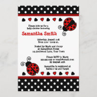 Red Ladybug Baby Shower Black and White Polka Dots