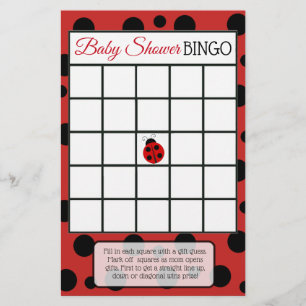 Red Ladybug  Baby Shower Games Flyer