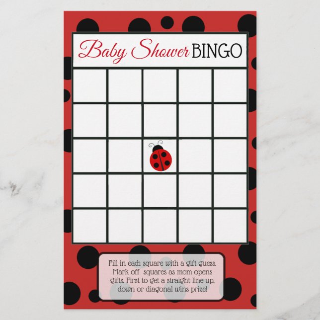 Red Ladybug  Baby Shower Games Flyer (Front)