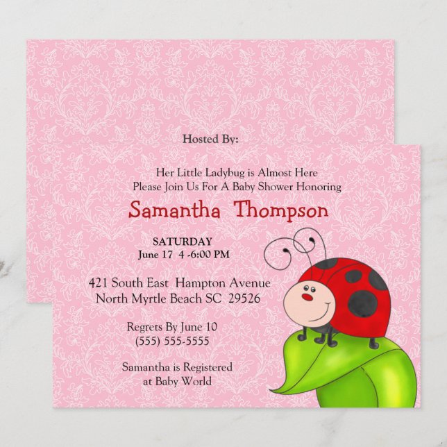 Red Ladybug Baby Shower Invitation (Front/Back)