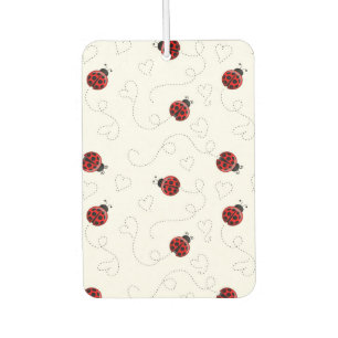 Red Ladybug Beetle Insect Lover Black Hearts Car Air Freshener
