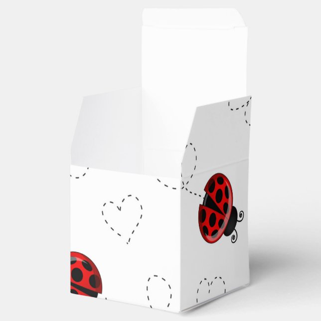 Red Ladybug Beetle Insect Lover Black Hearts Favour Box (Opened)