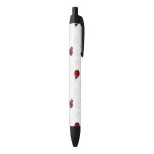 Red Ladybug Beetle Insect Lover Black Hearts Ink Pen