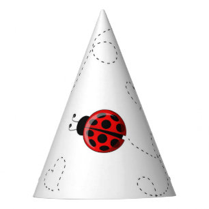 Red Ladybug Beetle Insect Lover Black Hearts Party Hat