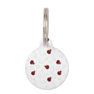 Red Ladybug Beetle Insect Lover Black Hearts Pet Tag