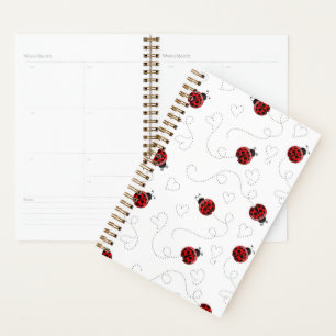 Red Ladybug Beetle Insect Lover Black Hearts Planner