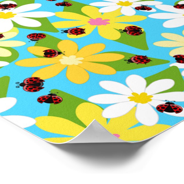 Red Ladybug Beetle Insect Lover Black Hearts Poster (Corner)