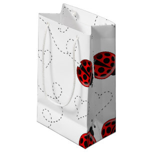 Red Ladybug Beetle Insect Lover Black Hearts Small Gift Bag