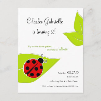 Red Ladybug Birthday Invitation