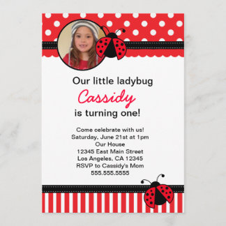 Red Ladybug Birthday Invitation