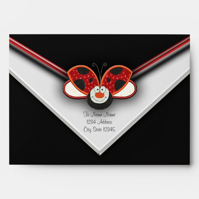 Red Ladybug Black Envelopes (Front)