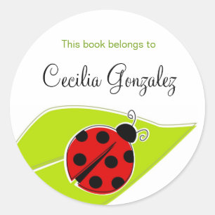 Red Ladybug Bookplates Classic Round Sticker