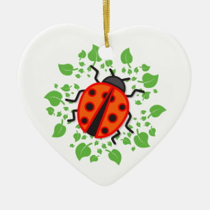 Red ladybug ceramic tree decoration
