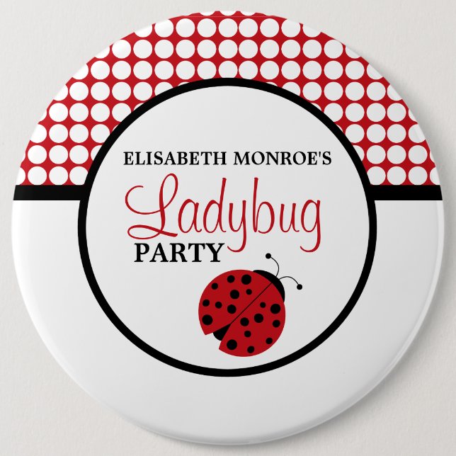 Red Ladybug Children's Birthday Party 6 Cm Round Badge (Front)