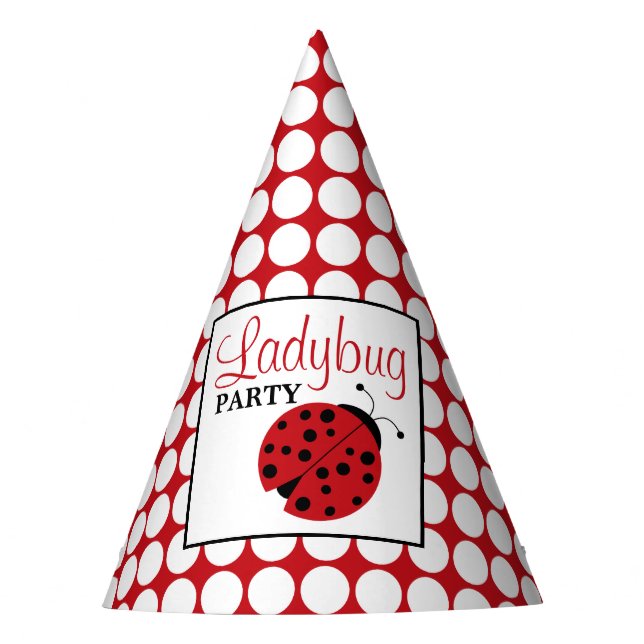 Red Ladybug Children's Birthday Party Hat (Front)