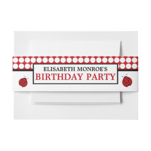 Red Ladybug Children's Birthday Party Invitation Belly Band