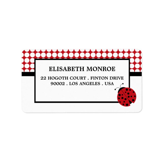 Red Ladybug Children's Birthday Party Label (Front)