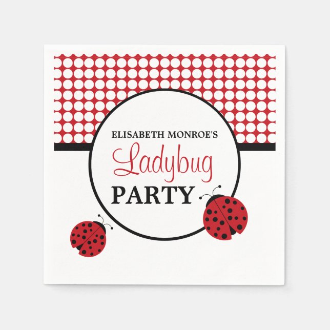 Red Ladybug Children's Birthday Party Napkin (Front)