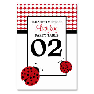 Red Ladybug Children's Birthday Party Table No. Table Number